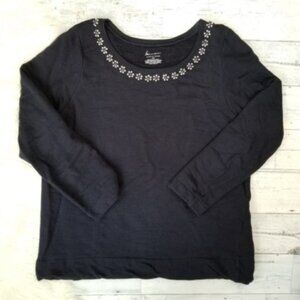 Lane Bryant Black Jeweled Long Sleeve Top